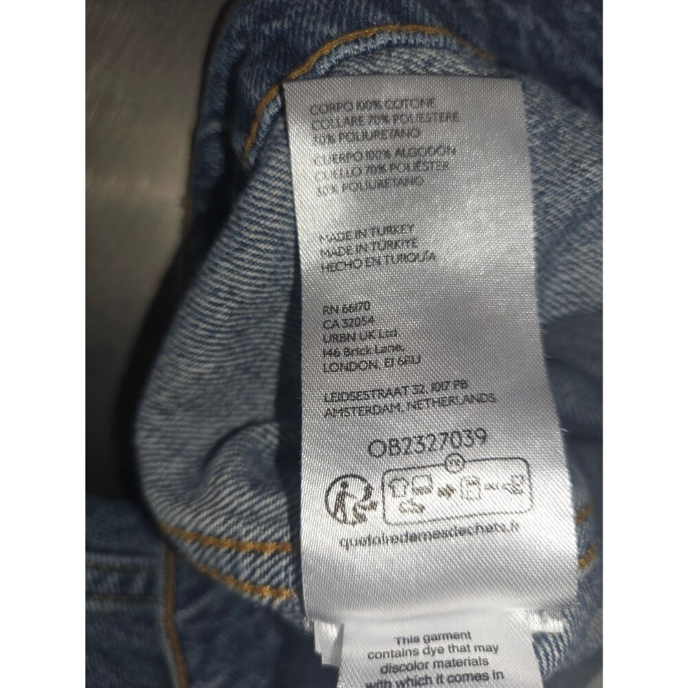 Pilcro Womens Denim Jacket Faux Leather Trim Trucker Medium Wash Workwear Small - Picture 8 of 8